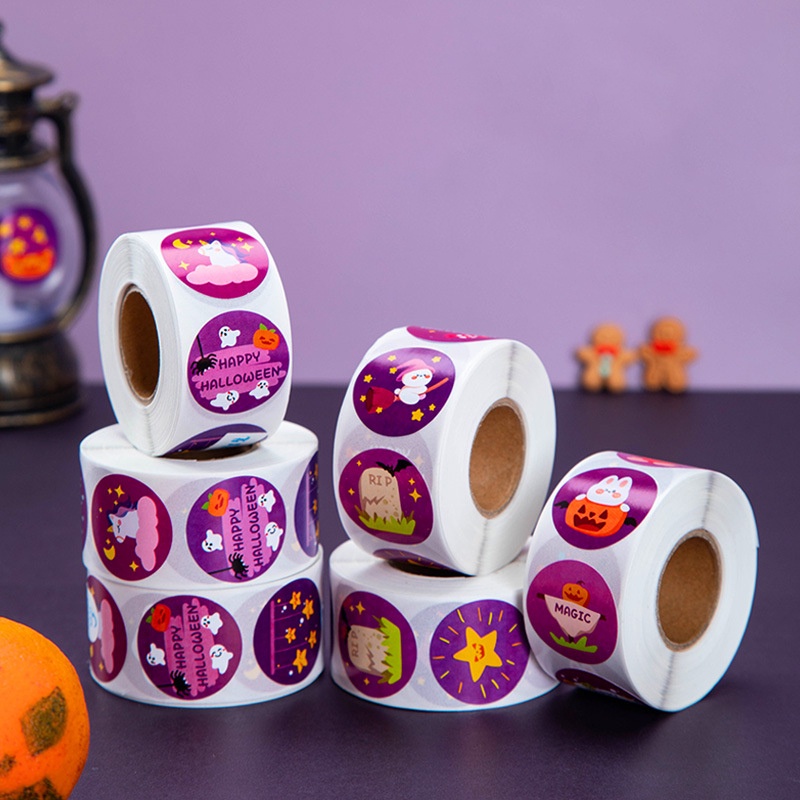 Cuộn 500 Sticker Dán Trang Trí Halloween / Giáng Sinh