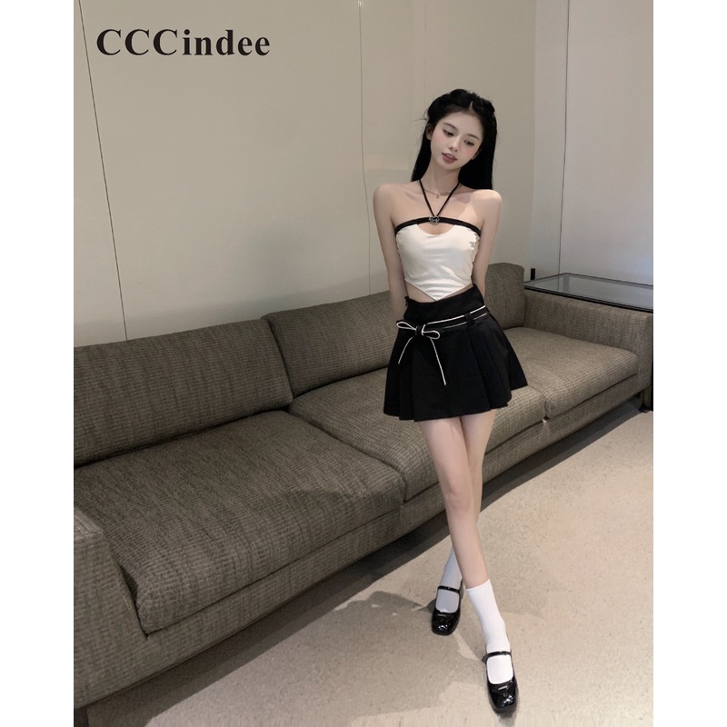 Áo Tank Top Hai Dây Dáng Ôm Màu Tương Phản Thời Trang Mới 2023 Dành Cho Bạn Nữ