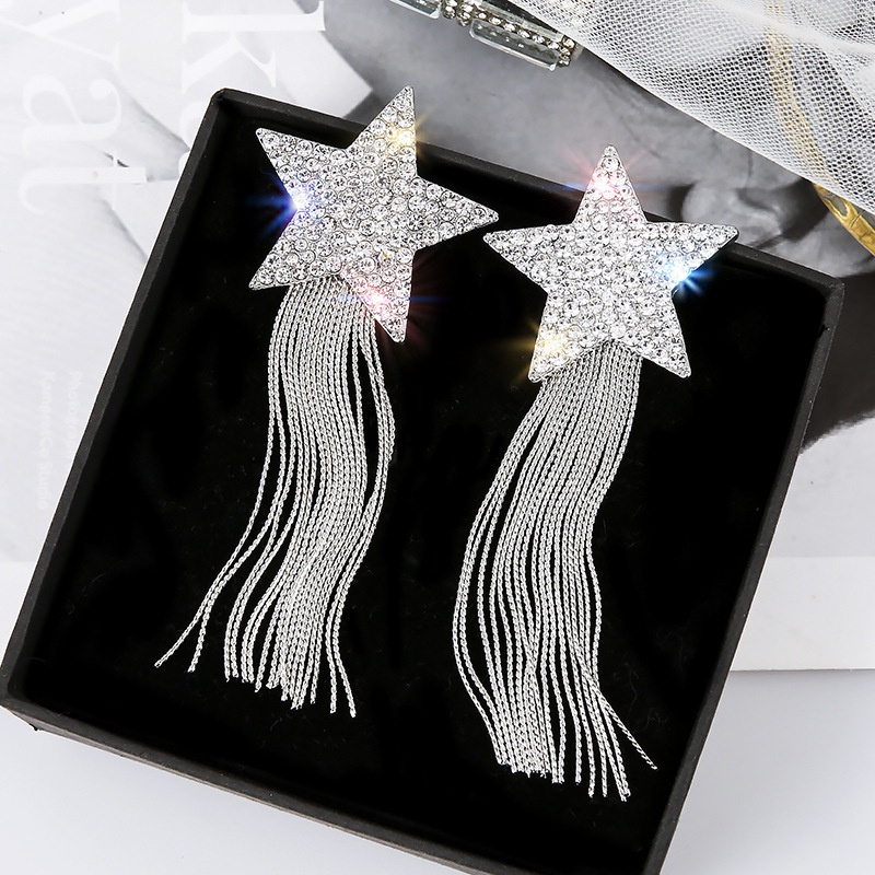 1 Đôi Bông Tai Dáng Dài Hình Hoa Tuyết / Ngôi Sao Thời Trang Âu Mỹ