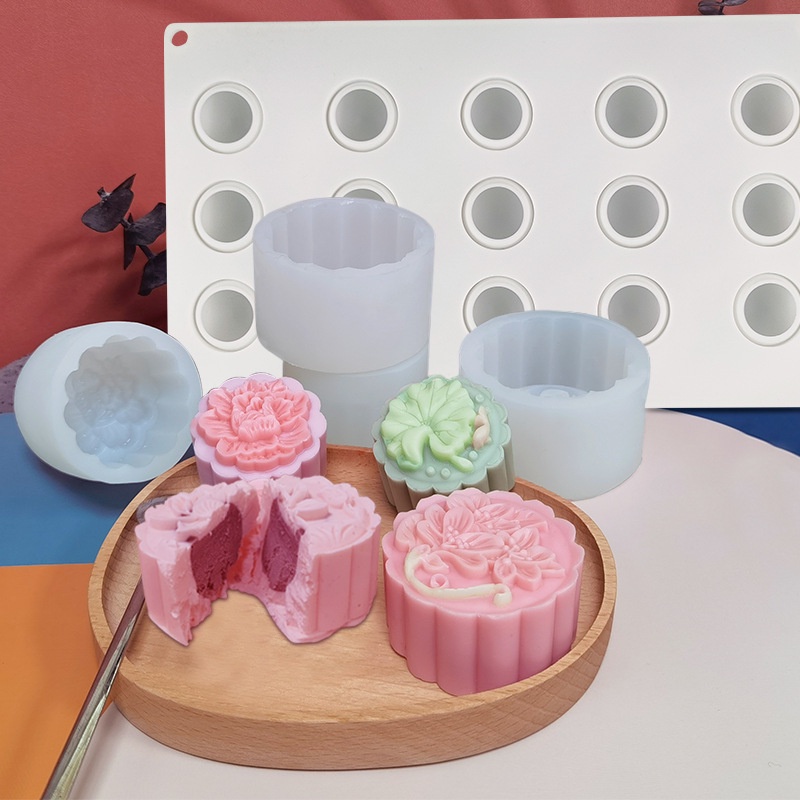 Mid-autumn festival bánh trung thu khuôn silicone lá sen bánh gạo nếp dứa giòn dụng cụ làm bánh tròn