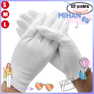 Bộ 12 đôi găng tay cotton màu trắng dày dặn chuyên dụng