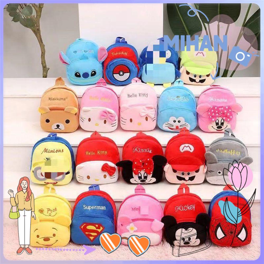 Ba Lô Đeo Vai Vải Bông 22cm In Hoạt Hình Người Nhện Mickey Dễ Thương Cho Bé MIHAN1