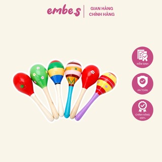  Lục lạc bằng gỗ Cầm Tay Nhạc Cụ Maracas Vui Nhộn Phát Triển kỹ Năng Cho Bé embe.s 