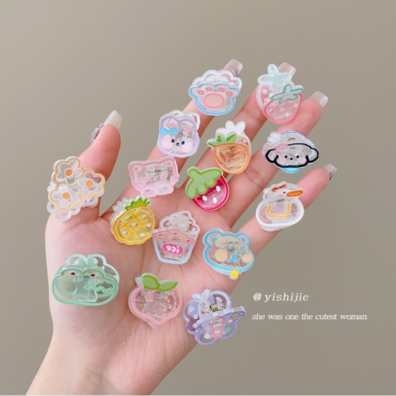 Bộ Kẹp Tóc Mini Bằng Acrylic Hình Trái Cây Hoạt Hình Phong Cách Hàn Quốc Dễ Thương Cho Bé