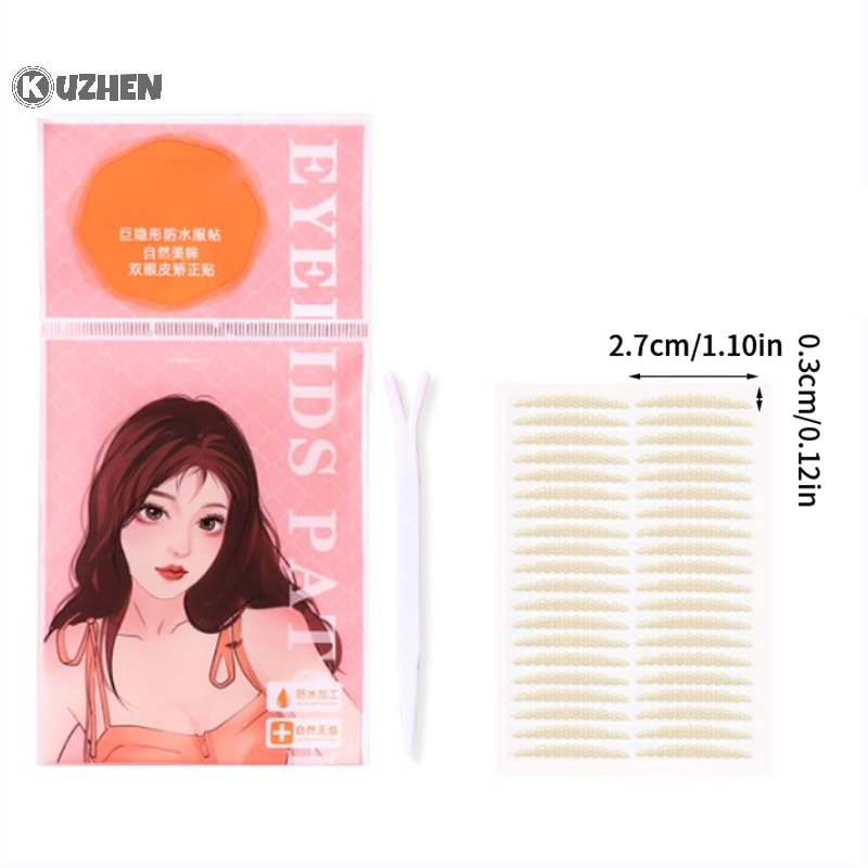 Kuzhen Set 200 Miếng Dán Tạo Mắt Hai Mí Tự Dính Vô Hình Màu Be Trong Suốt Kẻ Sọc
