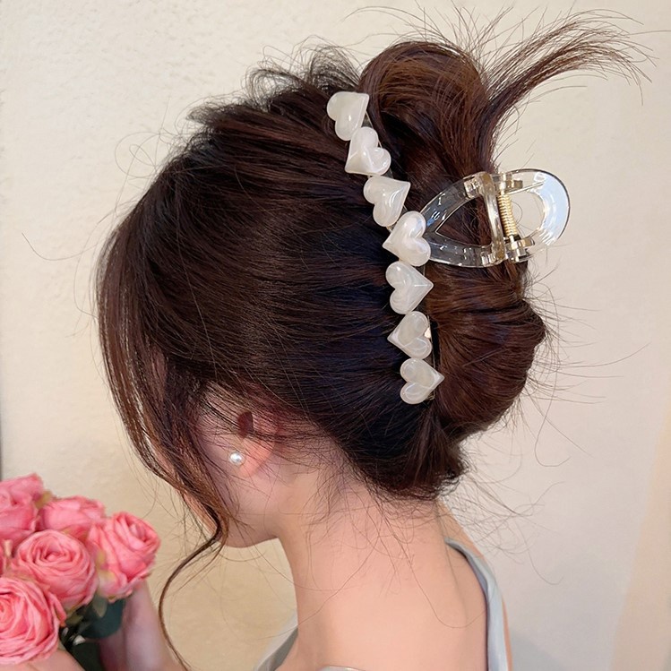 Haimeikang Kẹp Tóc Màu Thạch Acrylic Hình Trái Tim Ngọt Ngào Cho Nữ