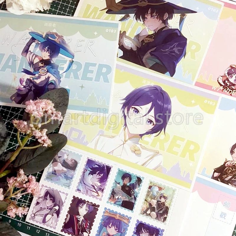 Genshin Va Chạm Hộp Quà Tặng Kunikuzushi Wander Xiao Túi Dây Rút Đựng Quà Tặng Kèm Móc Khóa Áp Phích