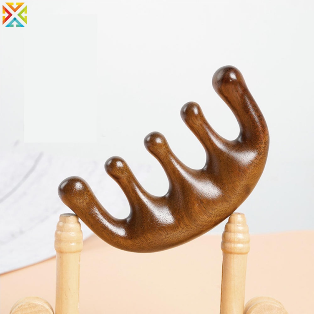 Lược Gỗ Đàn Hương 5 Răng Thưa Mát Xa Lưu Thông Máu Chống Tĩnh Điện