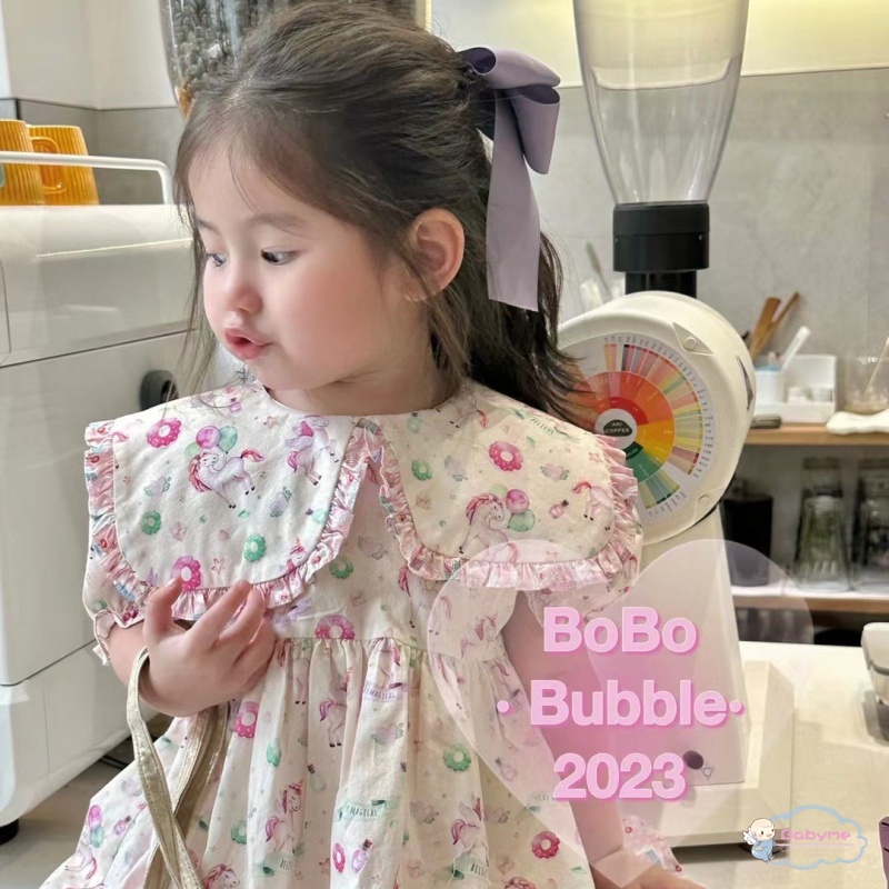 Đầm Công Chúa Tay Ngắn Cổ Búp Bê In Hoa Dễ Thương Thoải Mái Cho Bé Gái