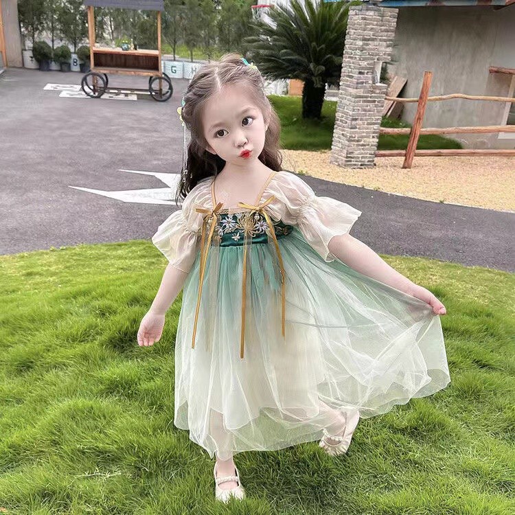 Đầm Hán Phục Phong Cách Trung Hoa Cổ Điển Mẫu Mới 2023 Kích Thước 110-160 Cho Bé Gái