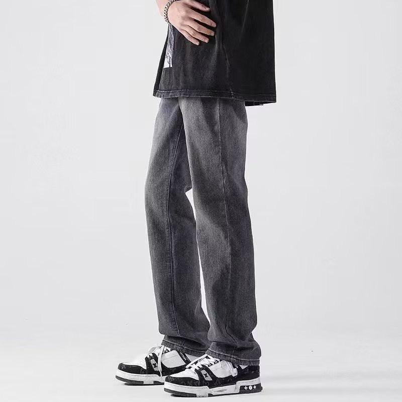 Quần Jean Dài Dáng Suông Ống Rộng Màu Vàng Bùn Phong Cách Đường Phố Mỹ Thời Trang Mùa Hè Cho Nam Và Nữ