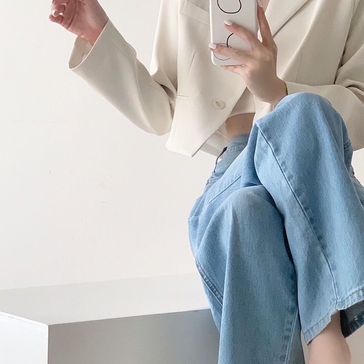 Áo Khoác Vest Dáng Ngắn Màu Trắng Mơ Phong Cách Pháp Thời Trang Công Sở Cho Nữ