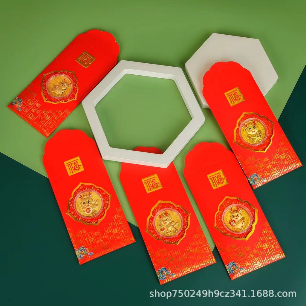 Bao Lì Xì Năm Mới 2024 3D Màu Đỏ May Mắn