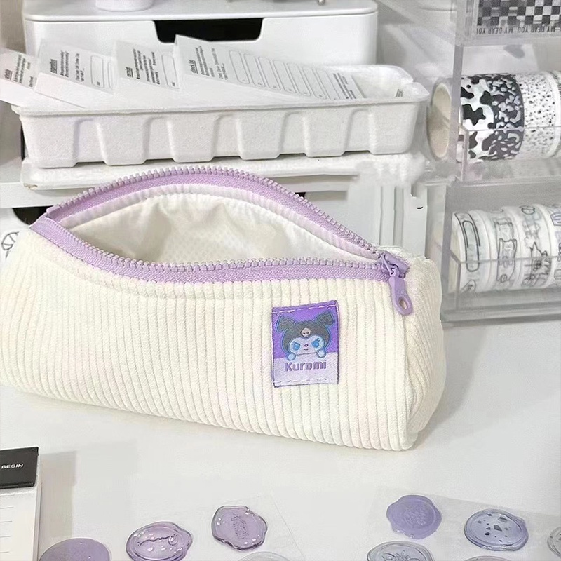 Túi Đựng Bút Bằng Vải Nhung Kẻ Ô Hình Chú Chó Pacha