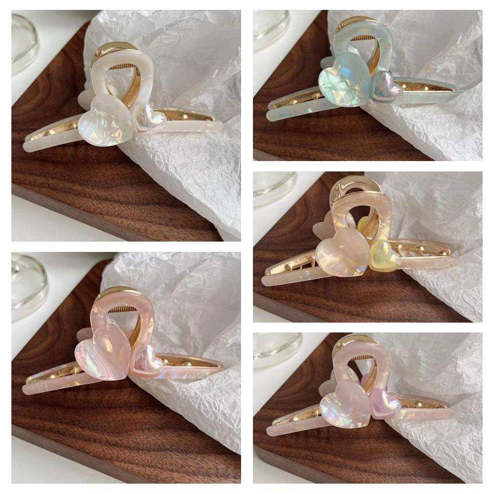 Kẹp Tóc Hình Trái Tim Acetic Acid Nhiều Màu Phong Cách Hàn Quốc Dễ Thương