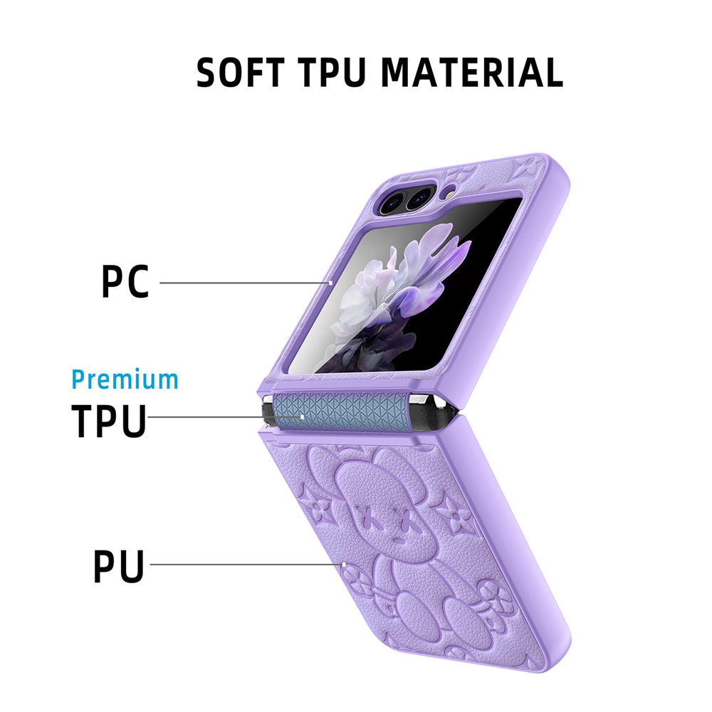 Ốp điện thoại HOCE da mềm họa tiết gấu đáng yêu cho Samsung Galaxy Z Flip 4 zflip3 flip4 flip5 5G