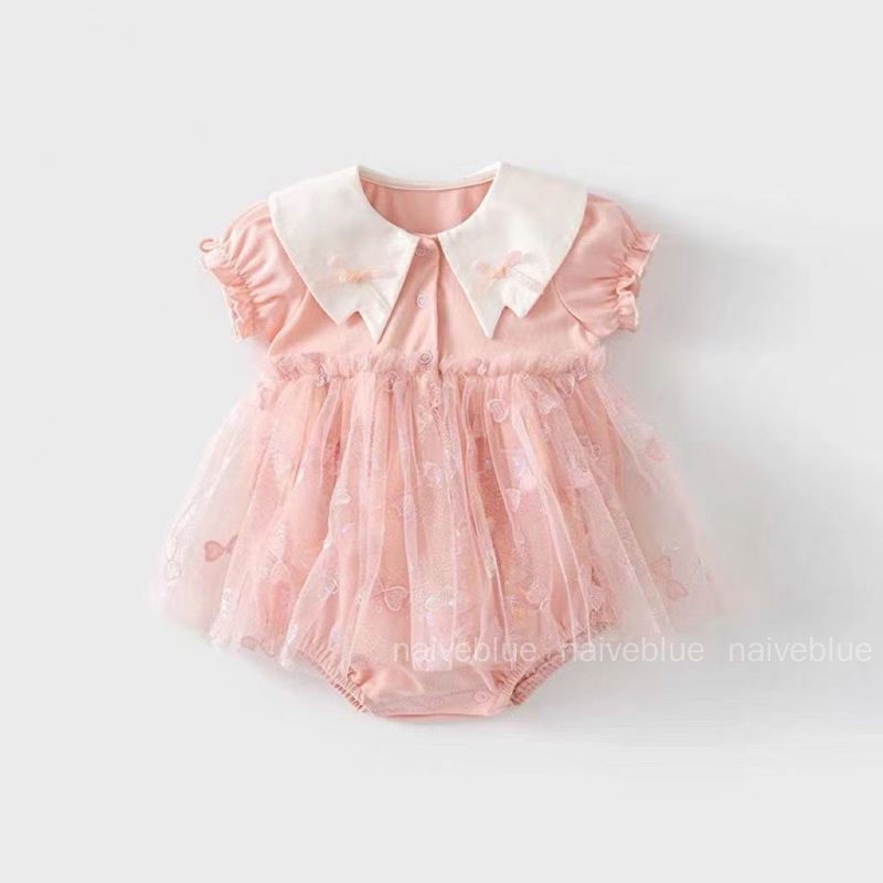 Áo Liền Quần Mùa Hè Tay Cộc Dễ Thương Cho Bé Gái Sơ Sinh