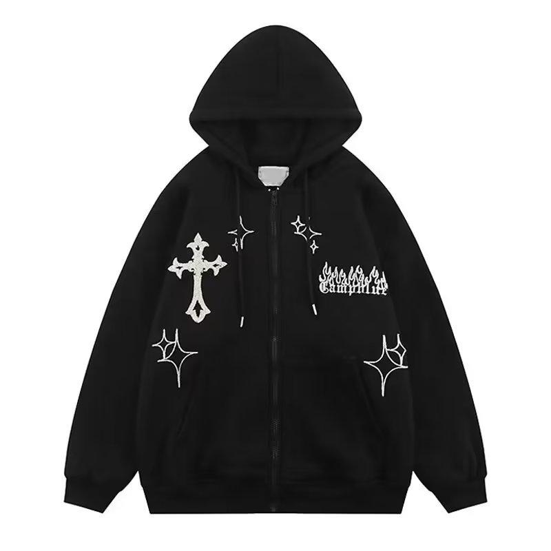 Áo Hoodie Dáng Rộng Thêu Chữ Thời Trang Cho Nam