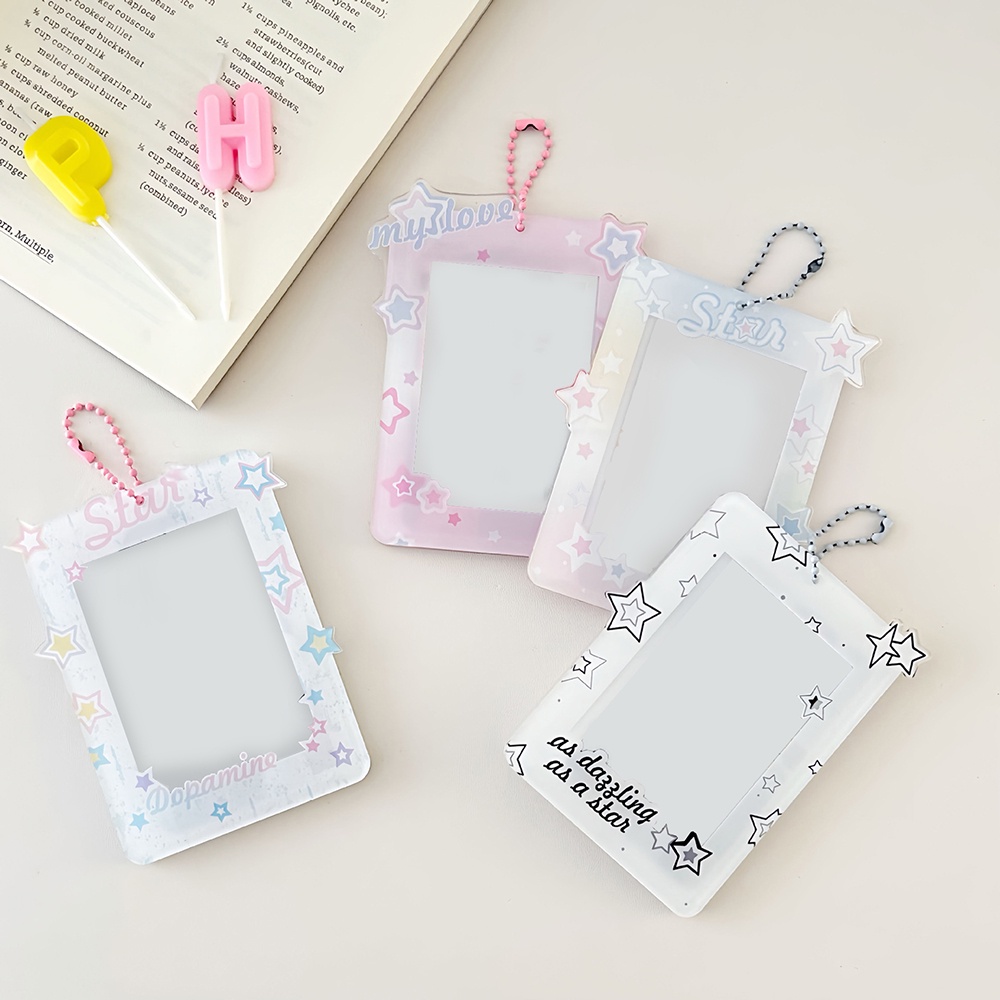 Card sleeve display holder photo protection case mặt dây chuyền phim hoạt hình ngọt ngào dễ thương keychain