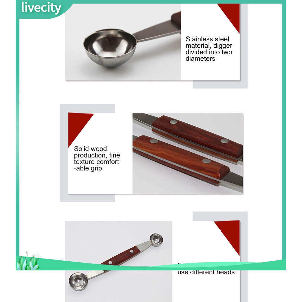 3 cái bằng thép không gỉ double-end melon baller fruit spoon ice cream dessert scoop