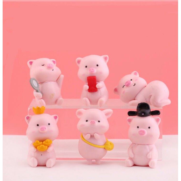 ​Mô Hình Tiểu Cảnh "Gia Đình Heo Dễ Thương" Trang Trí Sen Đá, Sân Vườn/ Chậu Cây, DYI, Terrarium