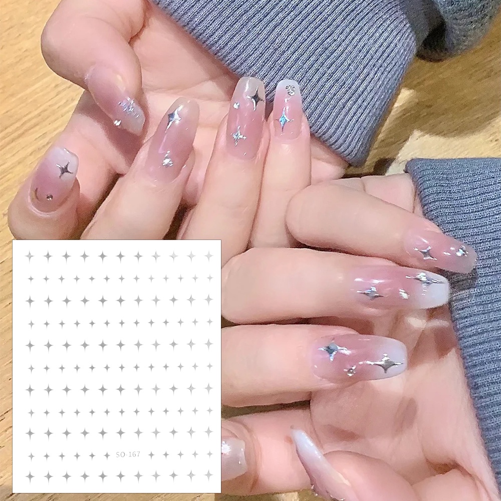 Simple laser stars manicure stickers / ins style shiny bronzing manicure accessories / nail self-adhesive slider stickers / diy art dec decor decals for women girls