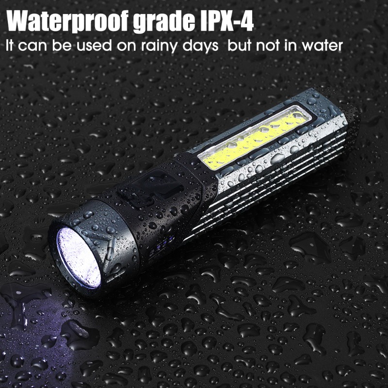 Đèn pin góc xpg + cob siêu sáng đèn pin sạc usb với nam châm đèn có thể điều chỉnh chống thấm nước đầu cắm trại