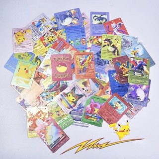  Bộ 55 Thẻ Bài Pokemon Vmax GX Bằng Kim Loại Màu Vàng Kim 