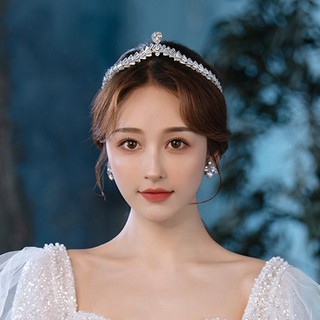 Vương miện đính đá zircon màu bạc siêu lấp lánh cho cô dâu