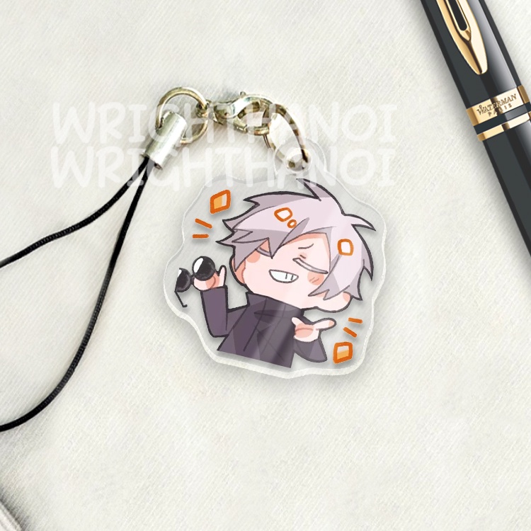 Móc treo điện thoại, dây đeo điện thoại, móc khóa acrylic Jujutsu Kaisen Gojo Satoru anime chibi cute trang trí ba lô