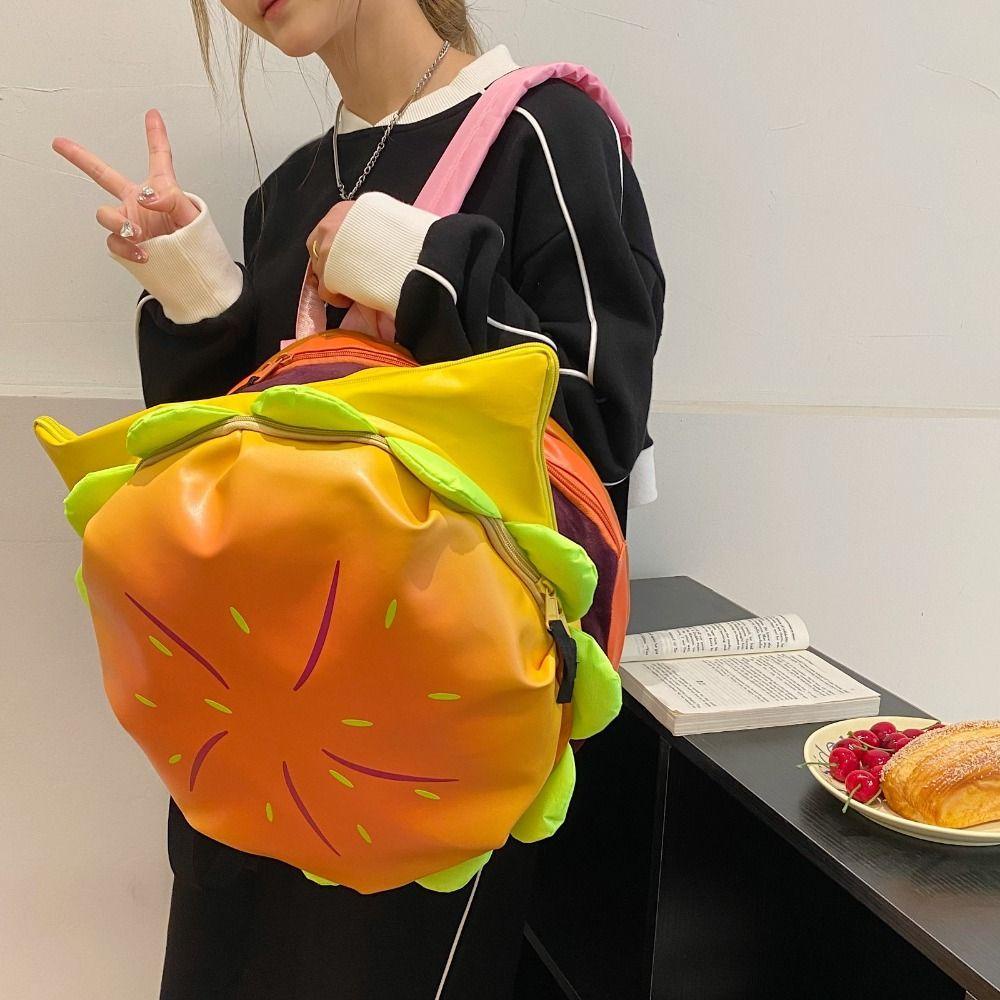 Shanhai Ba Lô Da pu Hình hamburger Phong Cách Hàn Quốc
