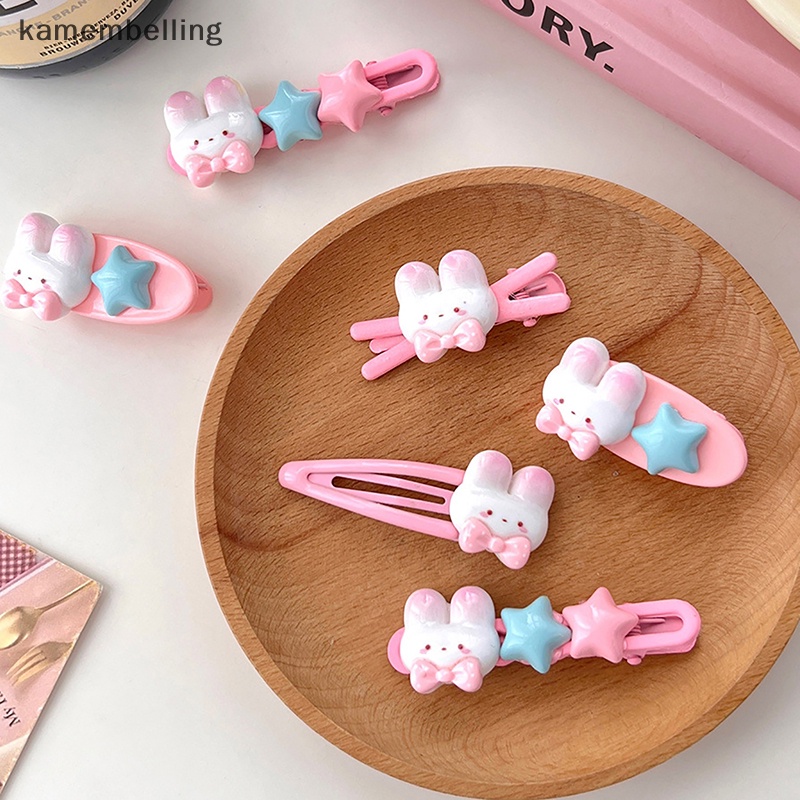 Kamembelling 1 cái kẹp tóc thỏ màu hồng dễ thương bunny star kẹp mỏ vịt cô gái ngọt ngào ghim tóc mái kẹp bên phụ nữ mũ đội đầu phụ kiện tóc en