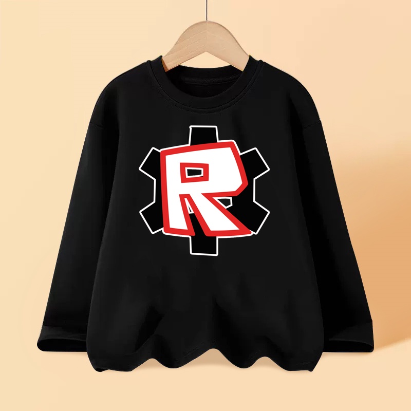 10-11-12 tuổi bé trai áo sơ mi dài tay roblox in t-shirt cotton quần áo mùa thu