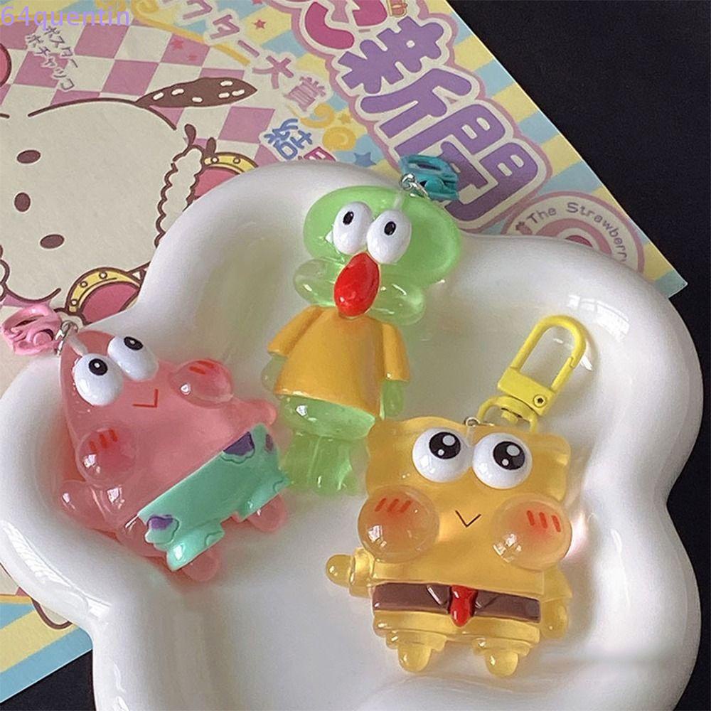Cartoon glow-in-the-dark spongebob keychain dễ thương pie big star bag treo pendents phụ kiện quà tặng sinh nhật cho bạn bè