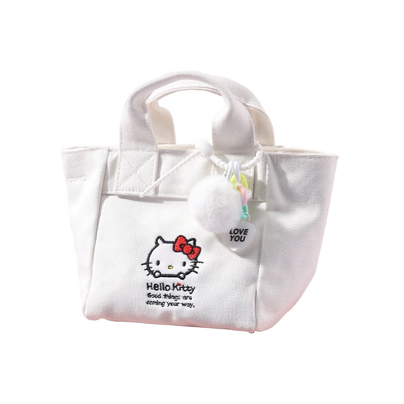 Dễ Thương Túi Đeo Chéo canvas Màu Trơn In Hình hello kitty Đáng Yêu