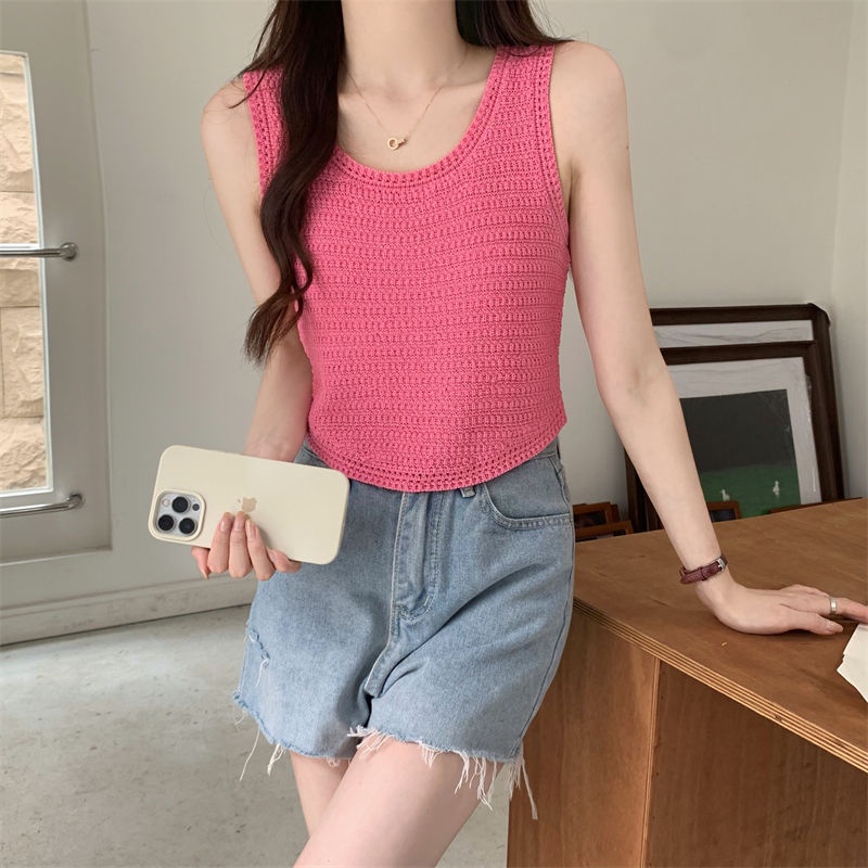 Áo Hai Dây Dệt Kim Dáng Ôm Phong Cách Hàn Quốc Thời Trang Mùa Hè Hàng Mới Dành Cho Bạn Nữ