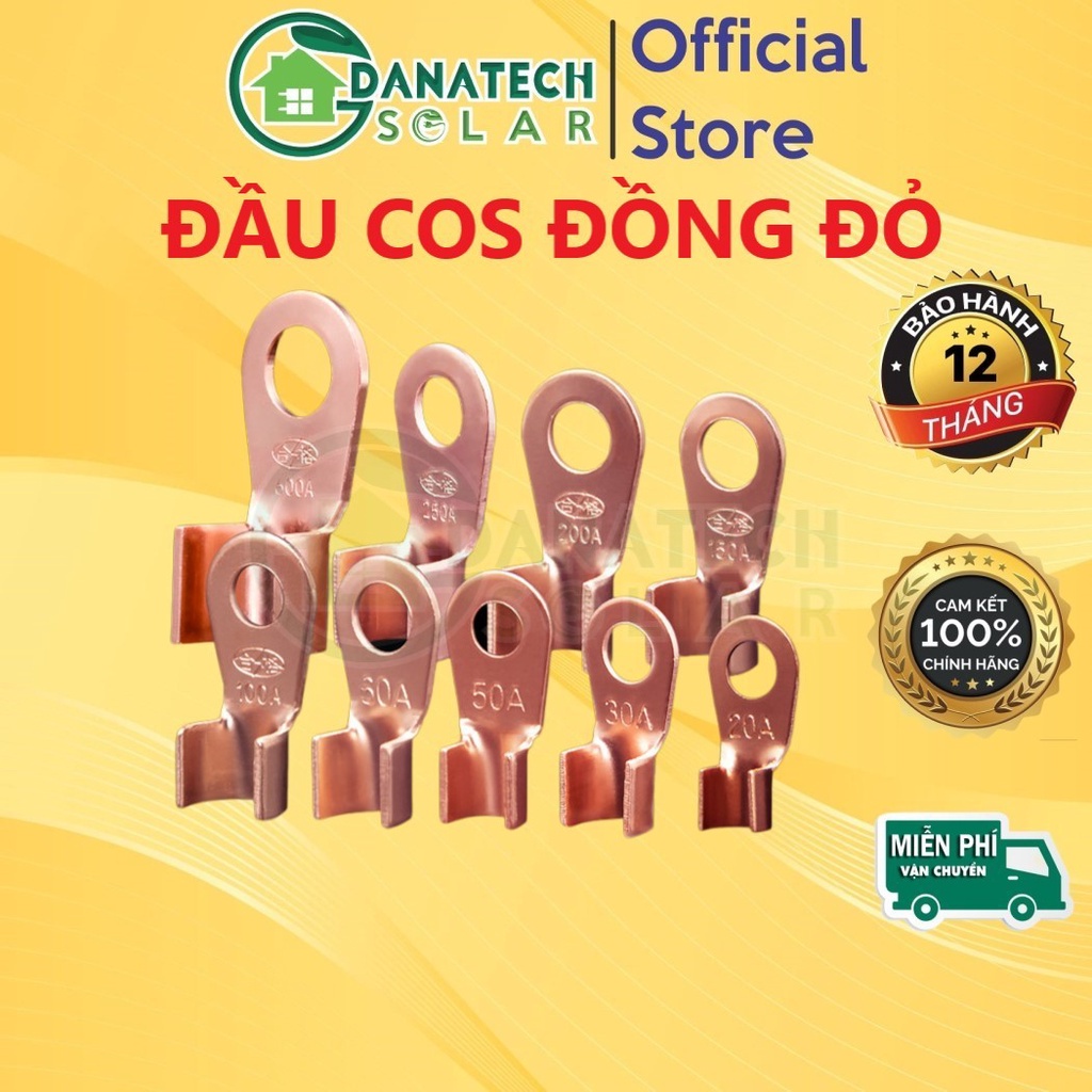 Đầu cos dây điện đồng đỏ nguyên chất 10A đến 200A | bấm dây điện nối bình ắc quy năng lượng mặt trời