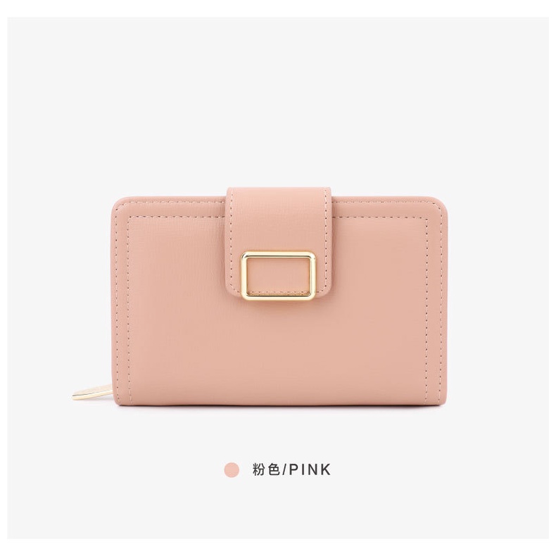 Terion Ví Ngắn Bằng Da pu Màu Trơn Đa Năng Phong Cách Hàn Quốc Cho Nữ