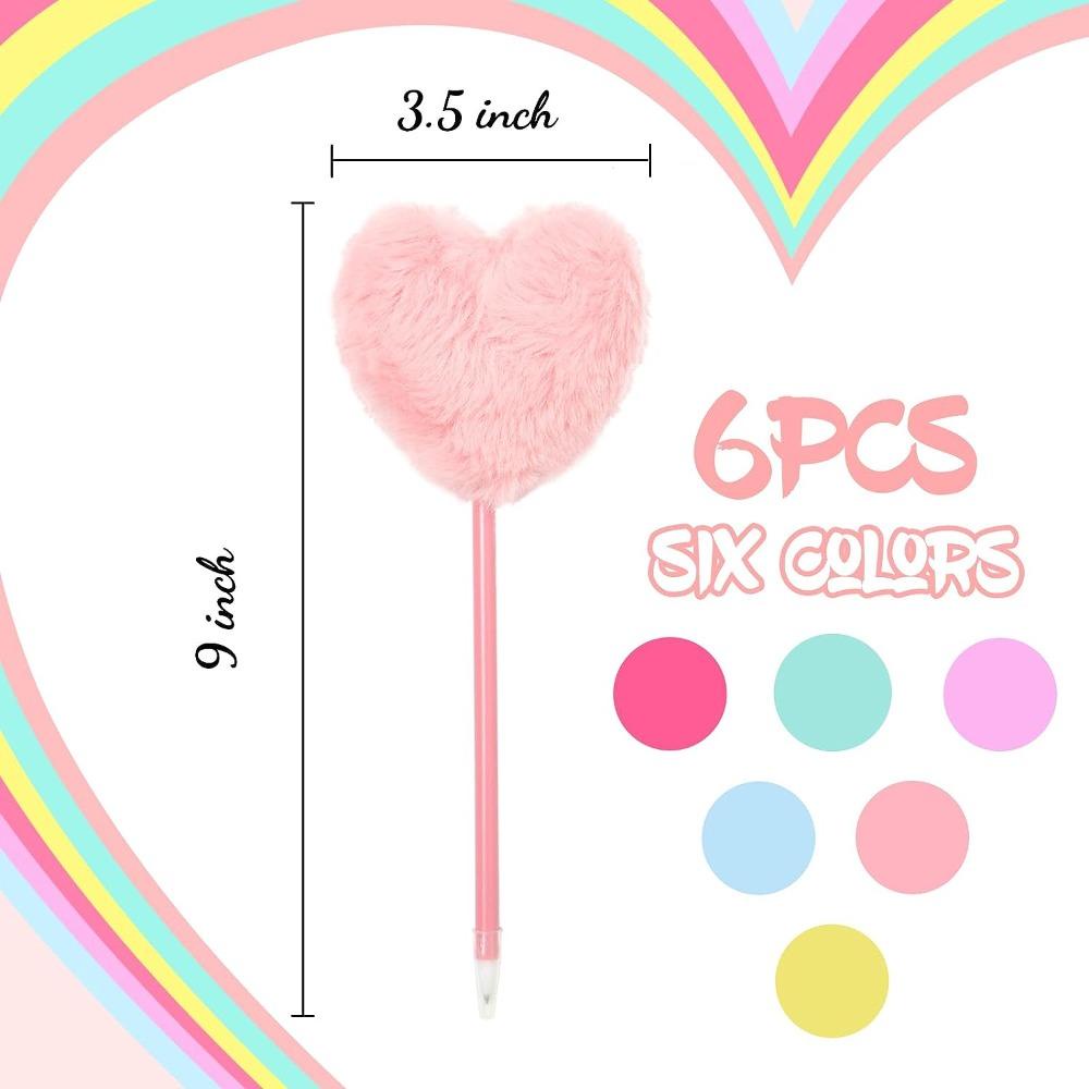 UUMIR Bộ 6 Cây Bút Bi Hình Trái Tim Màu Hồng / Trắng / Xanh Dương Xinh Xắn