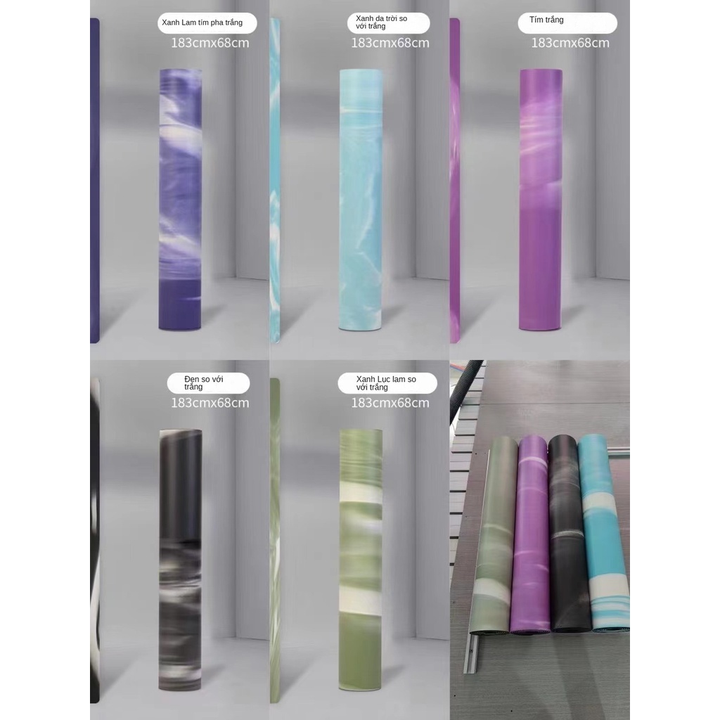 Thương hiệu LULU PU Yoga Mat cao su thiên nhiên chống trơn thấm mồ hôi Yoga Mat ngụy trang nhiều màu cao cấp Gym Mat