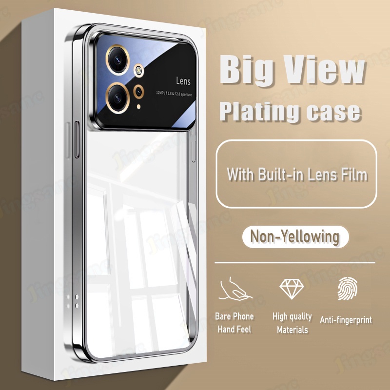 Vỏ trong suốt hd sang trọng cho xiaomi redmi note 12 4g big view electroplating case with built-in lens film protection soft tpu air cushion ốp chống sốc xiaomi redmi note 12 4g