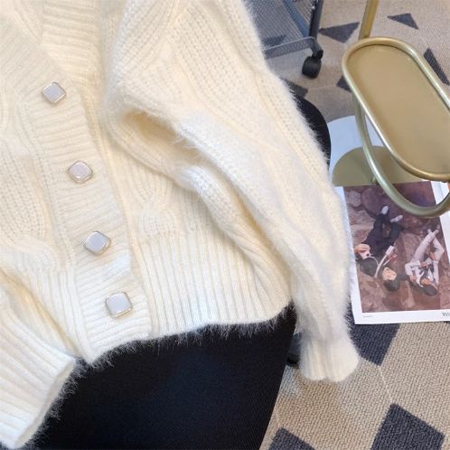 Áo Khoác Cardigan Dệt Kim Tay Dài Màu Sắc Xinh Xắn Cho Nữ