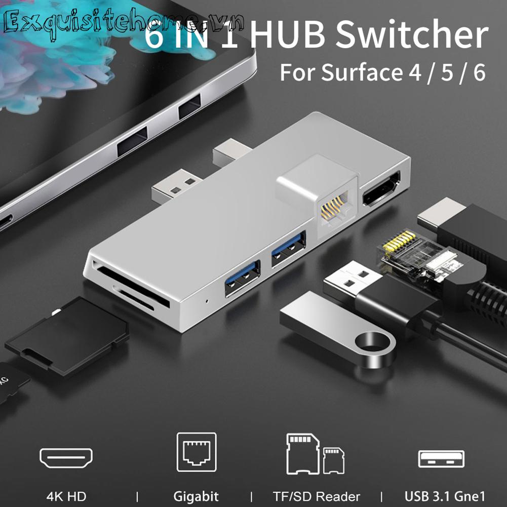 Đối với surface pro 4/5/6 docking station 6 trong 1 hub với hdmi tương thích rj45