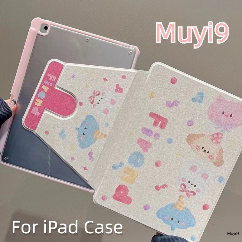 Ins creative cartoon động vật graffiti dễ thương cho ipad10.2 vỏ ipad10th vỏ mini6 vỏ ipad air2 360° Holder cover air5 anti-fall case pro11 / ipad12.9 anti-bending cover gen9 shell