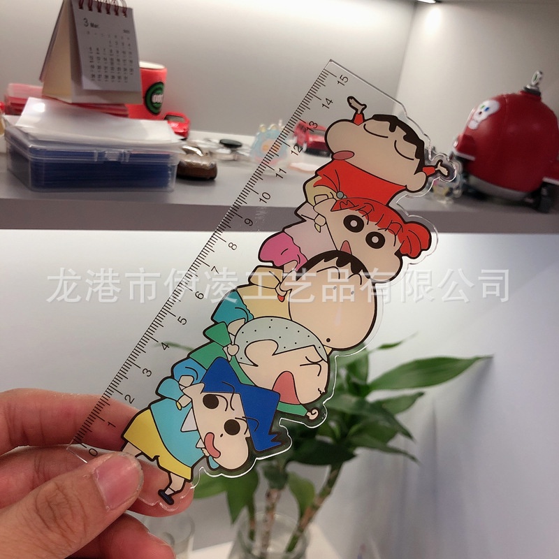 Ere1 15cm crayon shin-chan thước kẻ cá tính sáng tạo acrylic cao trong suốt phim hoạt hình văn phòng phẩm dễ thương cho học sinh