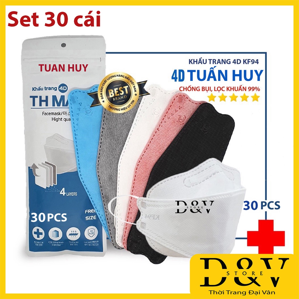 [Combo 30 Cái] Khẩu trang y tế 4D Mask KF94 kiểu Hàn Quốc 4 lớp kháng khuẩnđạt tiêu chuẩn ISO,  khẩu trang 3d land mask