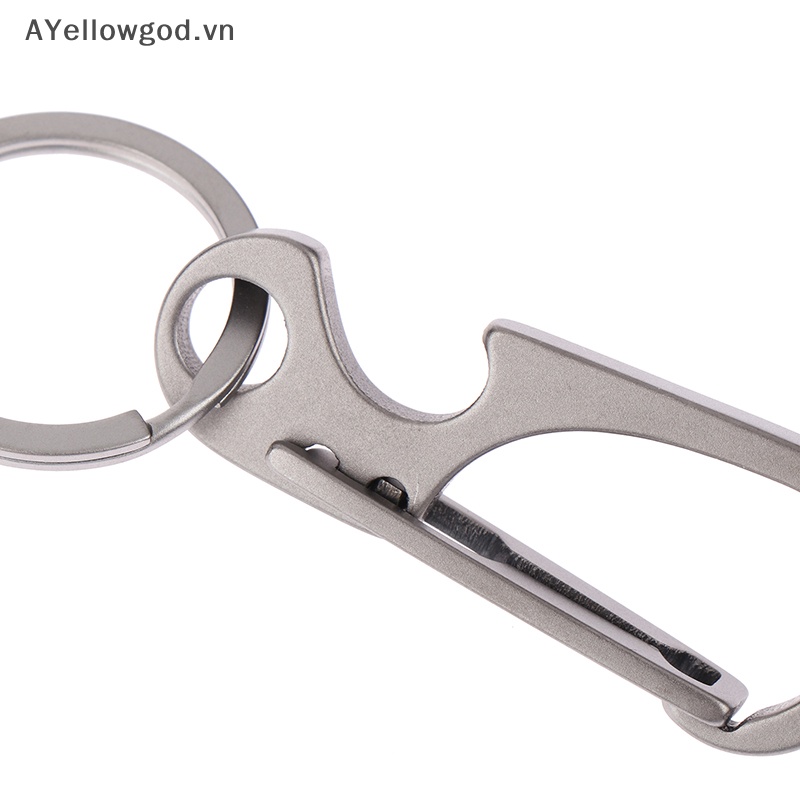 Ayellowgod 1pc titanium alloy carabiner multi-function keychain outdoorwaist treo chain ring buckle beer bottle opener tool vn