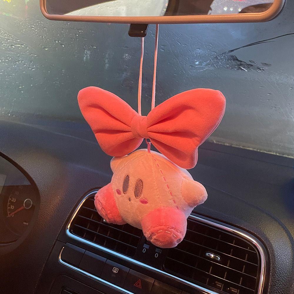 Mặt dây chuyền kirby ngôi sao shanhai, móc khóa sang trọng kirby's dream land kirby sang trọng, ngôi sao mềm dễ thương kirby pink bow car ornament
