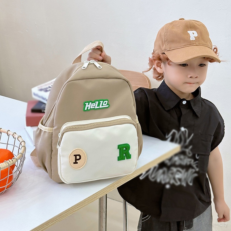 Trẻ em hàn quốc bé gái bé trai colorblocking ba lô chữ cái trẻ em cá nhân hóa túi đeo vai nhẹ