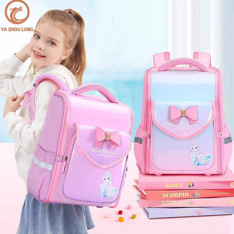 Ba Lô Đi Học Chống Thấm Nước Có Núm Hút Chân Không Cho Bé Gái Tiểu Học